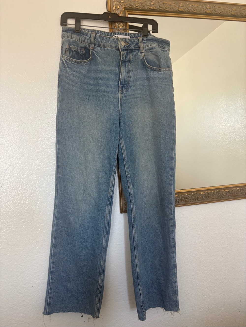 Zara womens Straight Jeans in Light Blue Denim